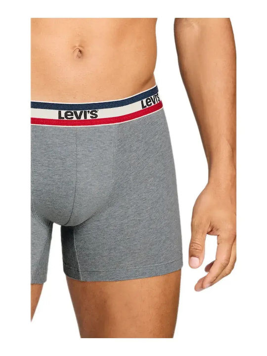 Herren Boxershorts Dunkelblau-Grau Meliert Mit Mustern 2Pack