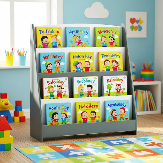 Wooden Floor Bookcase Gray 80x30x88cm