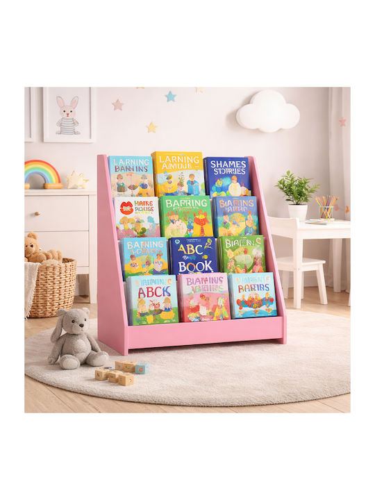 Wooden Floor Bookcase Pink 80x30x88cm