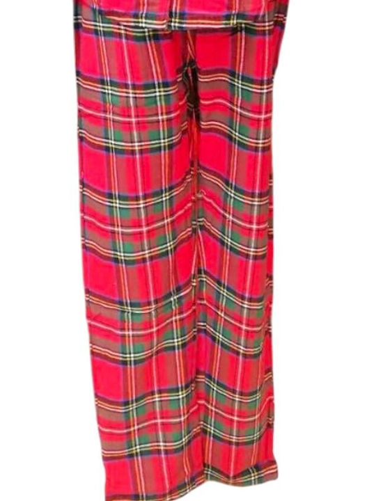 Nina Club Winter Women's Pyjama Set Cotton Red Plaid