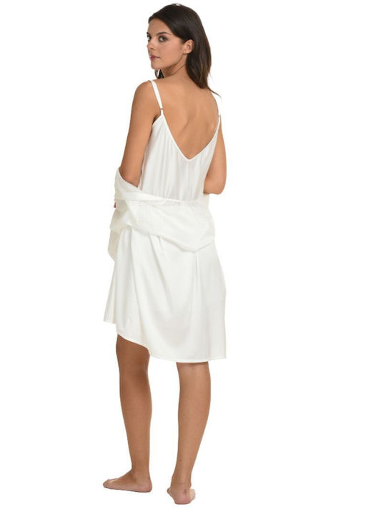 Primavera Summer Women's Robe with Nightgown Ivory