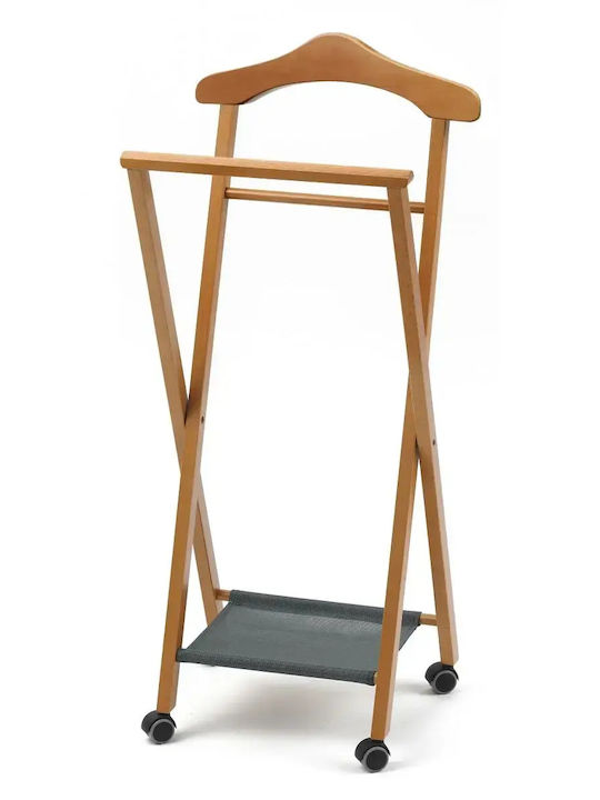 Arredamenti Italia Telescopic Wooden Floor Garment Rack from Wood Brown 38cm