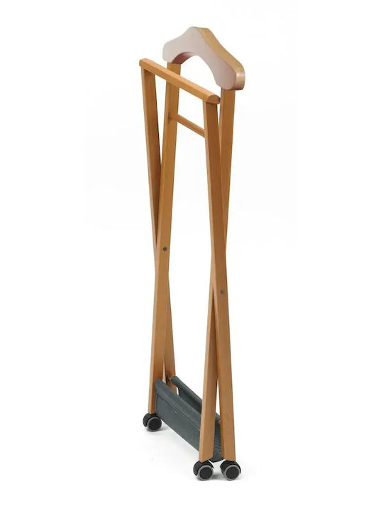 Arredamenti Italia Telescopic Wooden Floor Garment Rack from Wood Brown 38cm