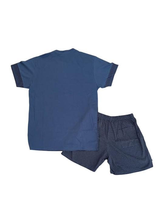 Snelly Sommer Herrenpyjama Blau