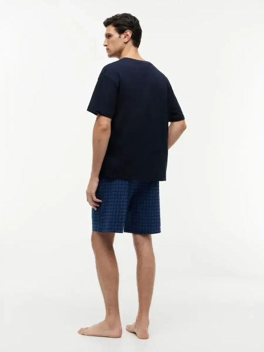 Tommy Hilfiger Καλοκαιρινή Ανδρική Πιτζάμα Βαμβακερή Des Sky-brk Flg Aop