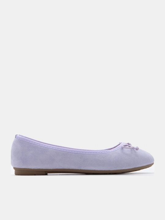Damen Ballerinas Spitz zulaufend in Lila Farbe