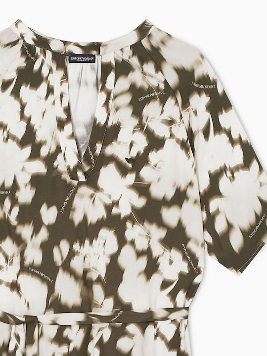 Emporio Armani Damenkaftan Für Strand Dark Olive Hazy Floral