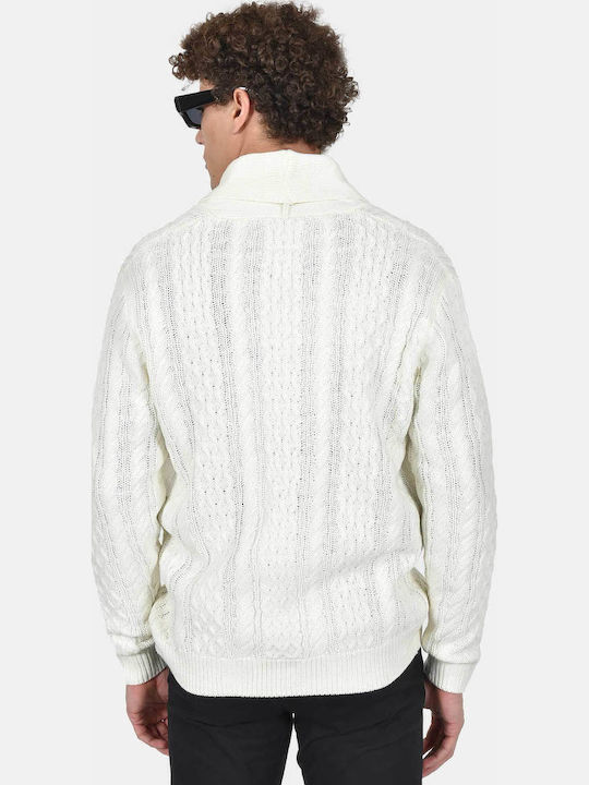 Herren Gestrickte Kapuzen-Jacke Beige