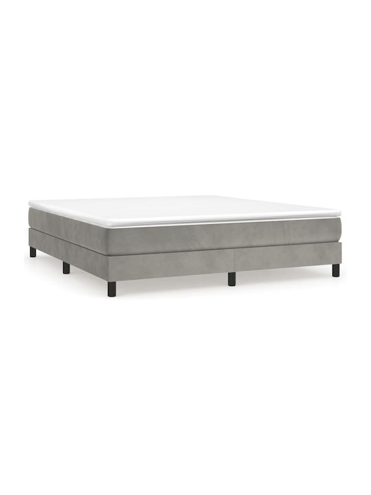 Double Bed Base Upholstered with Light Gray Fabric for Mattress 160x200cm