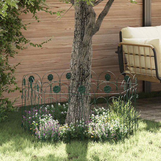 vidaXL Gartenhecke Aus Metallischer Gartenhecke In Grüne Farbe 3,05m x 55,5cm 5Stücke