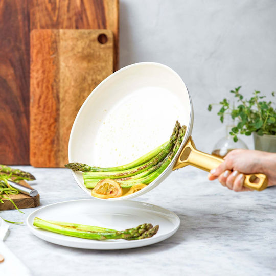 Green Pan Padova Reserve Cookware Set Made of Aluminum Cream White with Ceramic Interior Coating 6 Pieces