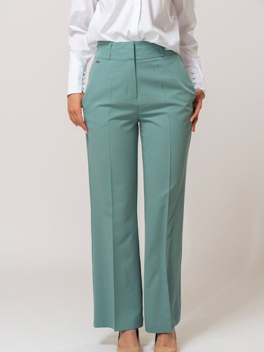Nassira Pantaloni Dama Palazzo Cu Talie Înaltă Fit Aqua