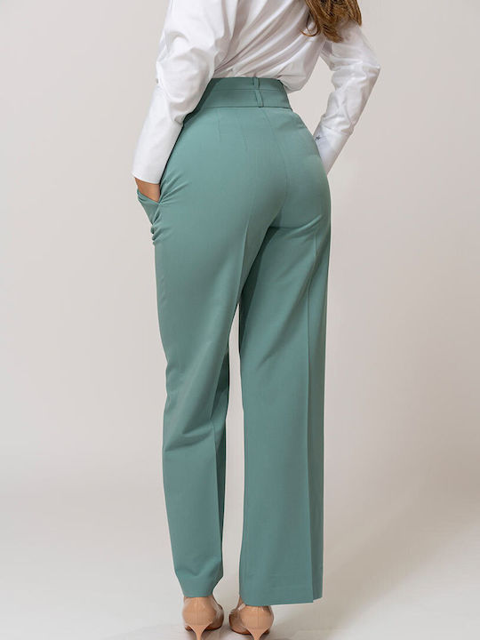 Nassira Pantaloni Dama Palazzo Cu Talie Înaltă Fit Aqua