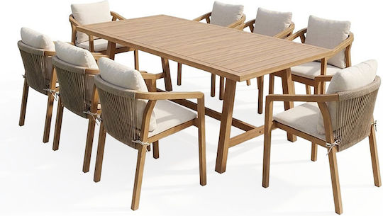 Garten- und Outdoor-Möbelsets Typsatz Speisesaal 9 Stück Massives Akazienholz mit Kissen Garten- und Outdoor-Möbelsets Typsatz Speisesaal 9 Stück Massives Akazienholz mit Kissen