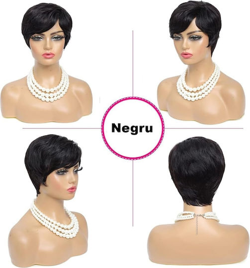 Animis Beauty Perucă cu Păr Natural în Culoare Neagră