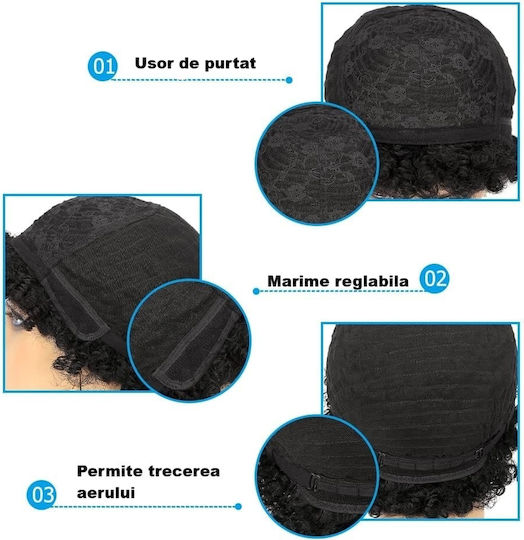 Animis Beauty Perucă cu Păr Natural în Culoare Neagră