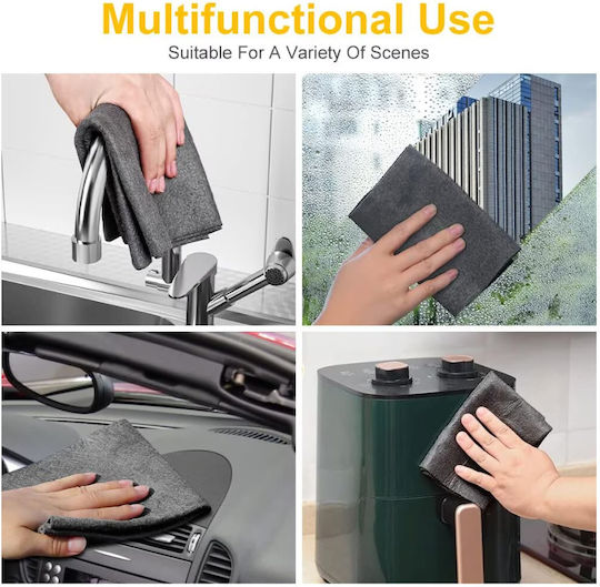 Set 3 Magic Cloths Zola 30 X 30 Cm 160 G Nylon Microfiber Reusable Washable Gray