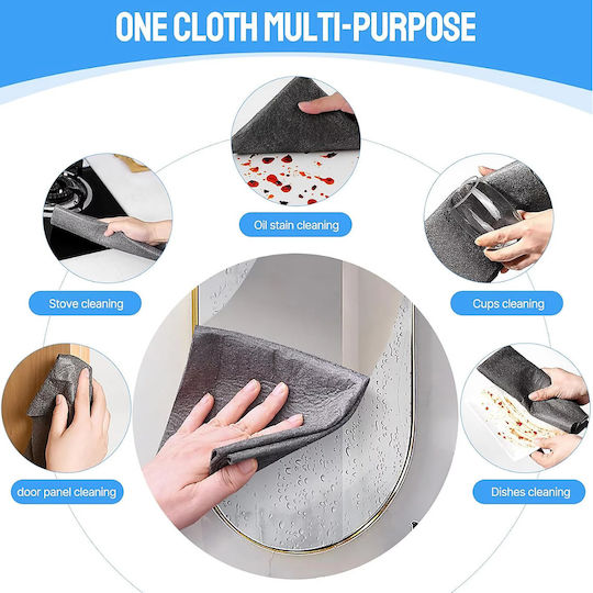 Set 3 Magic Cloths Zola 30 X 30 Cm 160 G Nylon Microfiber Reusable Washable Gray