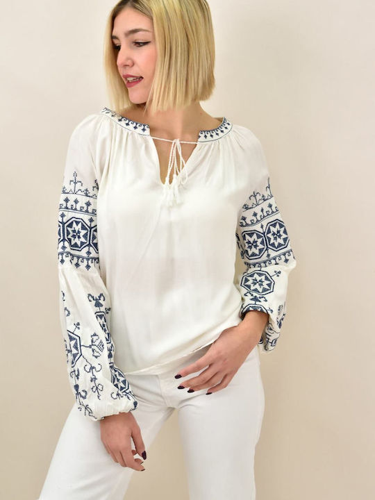 Women's Crop Cotton Top with V-Neckline White