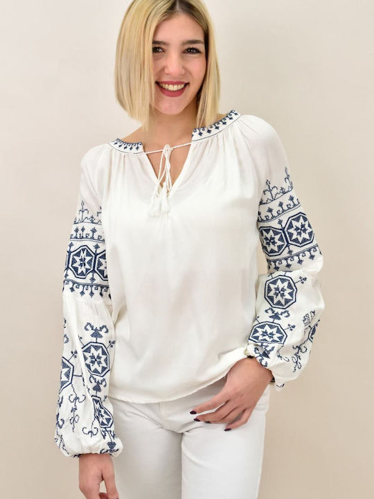 Women's Crop Cotton Top with V-Neckline White