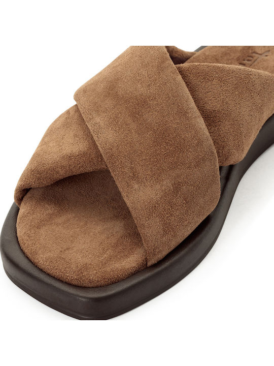 Damen Flache Sandalen Braun