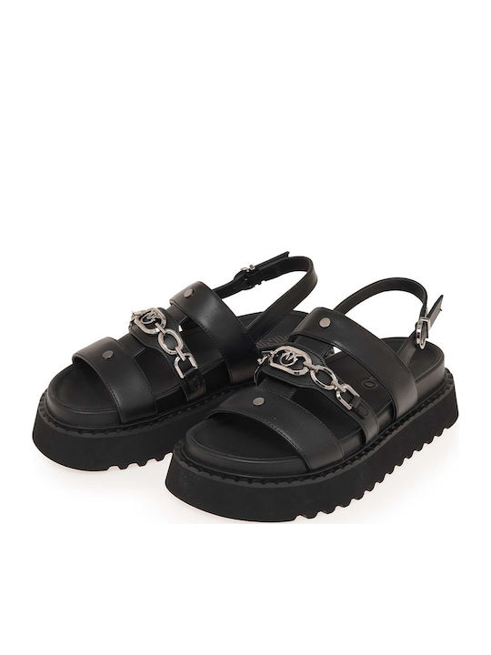 Kate Leather Women's Sandals Flatforms Black