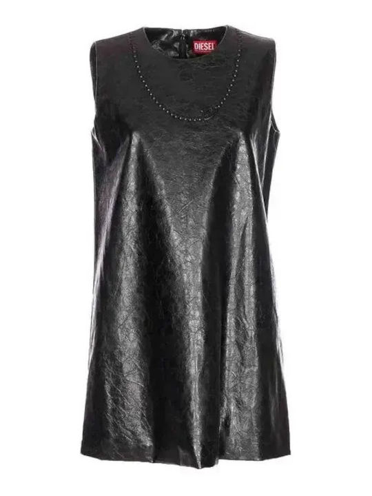 Mini Evening Leather Dress Black