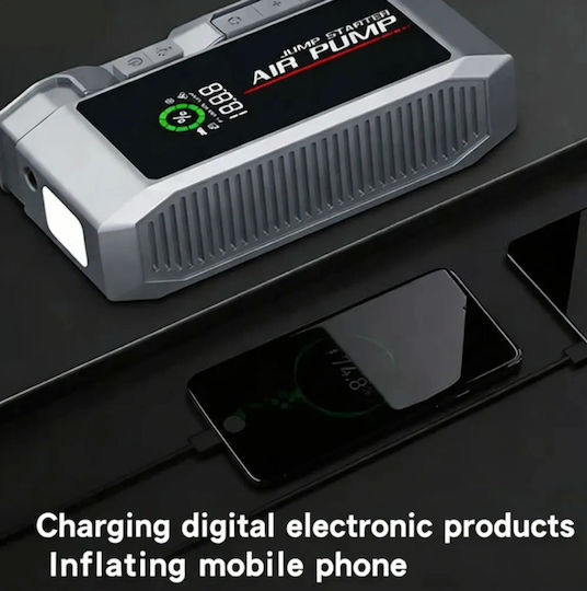Portable Car Battery Starter with Power Bank Pump Flashlight 12V