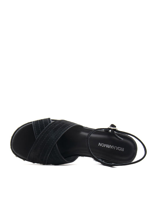 Suede Damen Sandalen Schwarz
