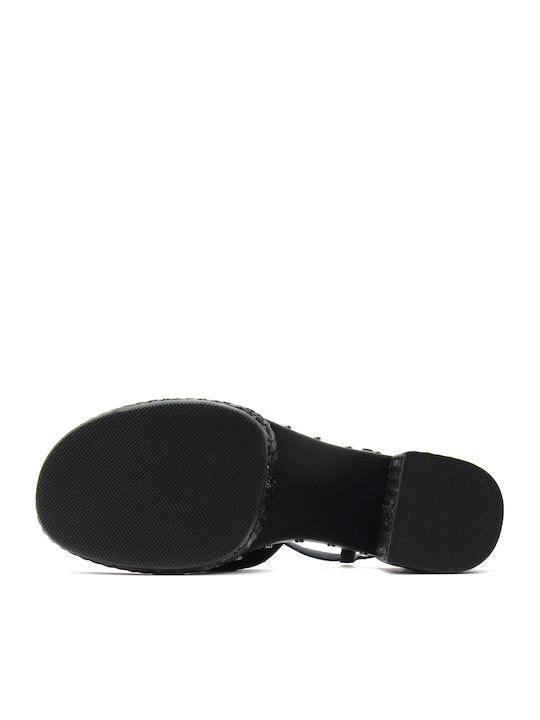 Suede Damen Sandalen Schwarz