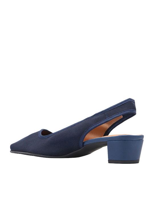 Heels with Chunky Low Heel Blue