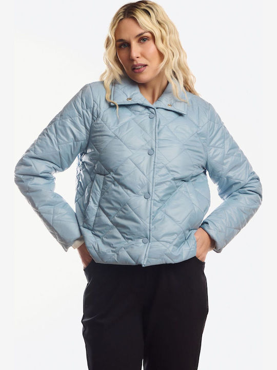 Kurze Damenjacke Für Frühling - Herbst Hellblau