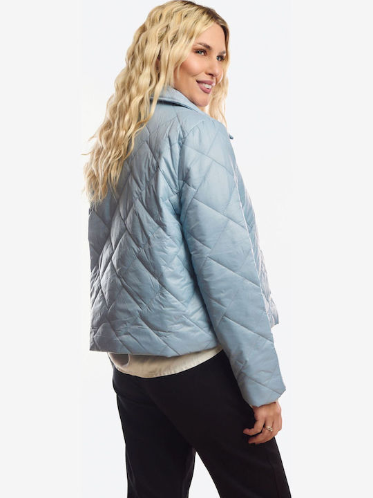 Kurze Damenjacke Für Frühling - Herbst Hellblau