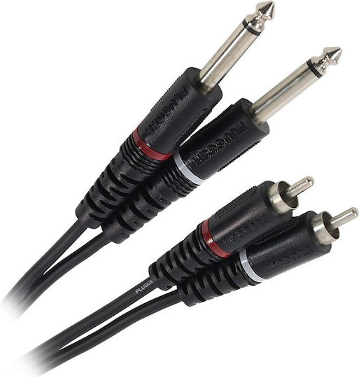 Καλωδιο 2x Jack 6.35 Μανδυλα Μονο 2 Rca Μανδυλα 6μ