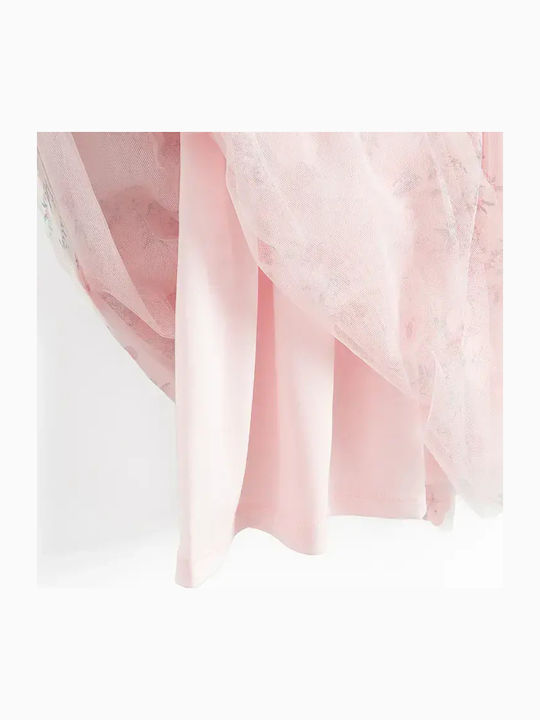 Girls Dress Short Sleeve Tulle Pink