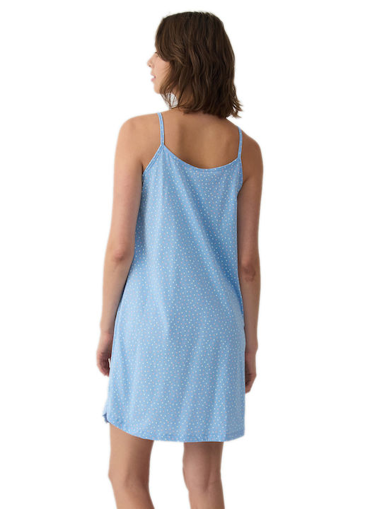 Minerva Summer Cotton Women's Light Blue Nightgown