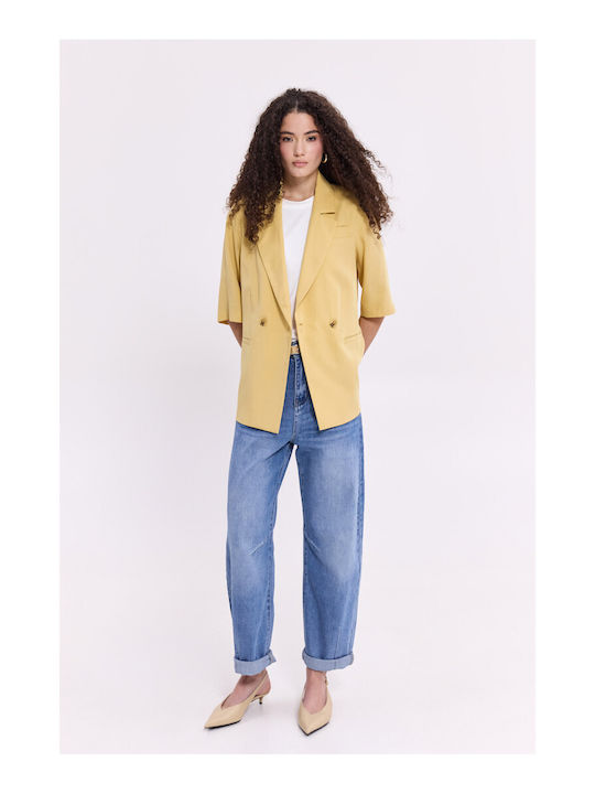 Donna Martha Women's Yellow Blazer 26556-1-KITRINO