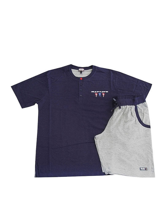 Sommer Herrenpyjama Bluse Dunkelblau