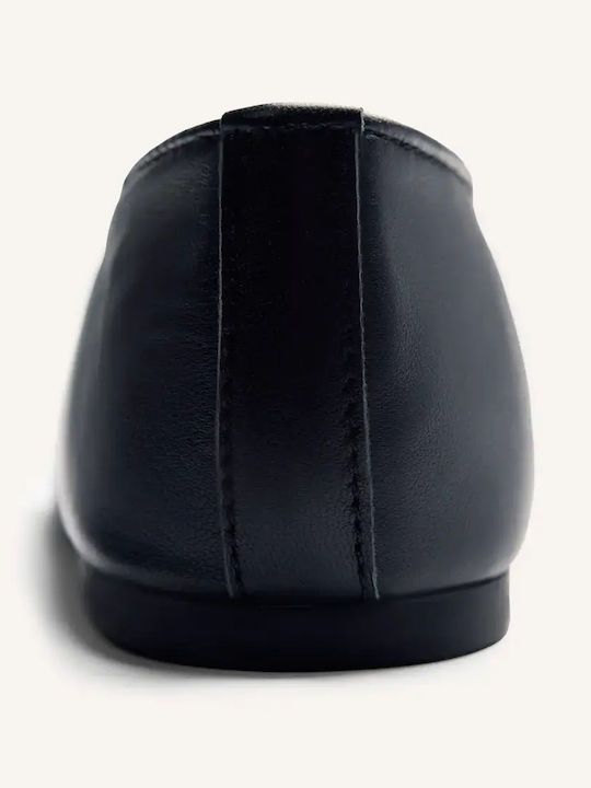 Leather Women's Ballerina Shoes In Black Colour