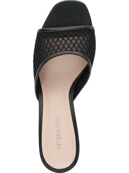 Leather Mules with Heel in Black Colour