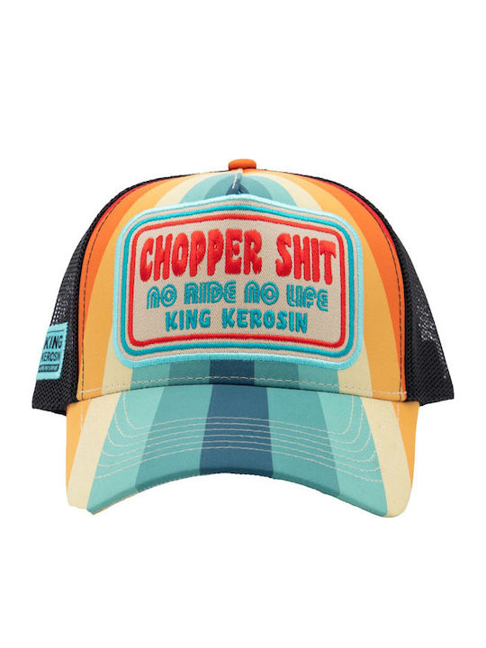 King Kerosin Шапка Chopper Shit Камионджия Кепе Син Оранжев