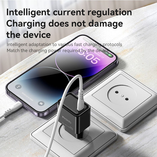 Yesido Yesido GaN Handyladegerät mit USB-C Ausgangsanschluss 25W Stromlieferung Schwarz (YC62)