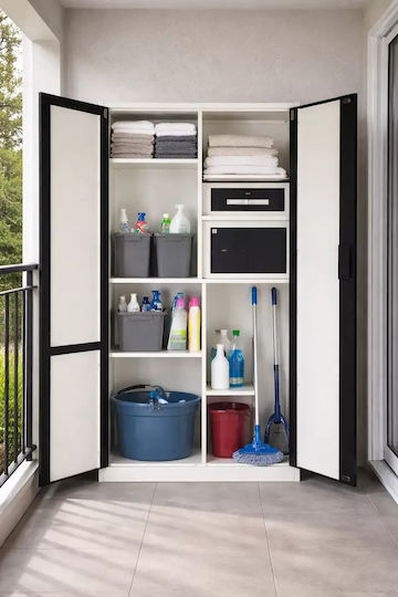 Double-Leaf Metallic Cabinet with Locking Capability with Divider & 4 Shelves 90x50x200 cm