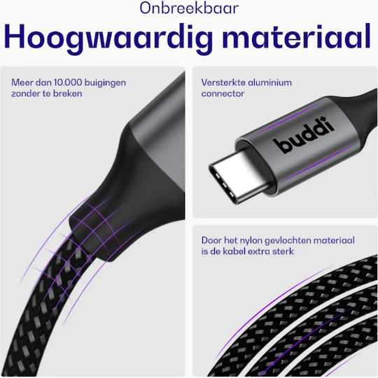 Buddi Flex USB 2.0 Cable USB-C Male - 3.5mm Black 3m
