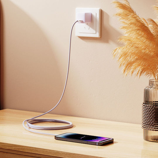 Yesido Braided USB 2.0 Cable USB-C male - USB-C 60W Λευκό 1.2m