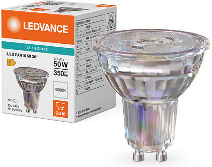 Osram Λάμπα LED 3.7W για Ντουί GU10 και Σχήμα PAR16 Φυσικό Λευκό 350lm