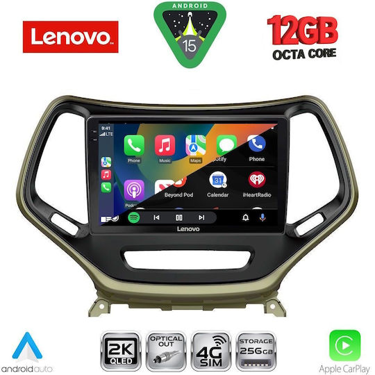 Lenovo Ηχοσύστημα Αυτοκινήτου για Jeep Cherokee 2014 (Bluetooth/USB/WiFi/GPS/Apple-Carplay/Android-Auto) με Οθόνη Αφής 10"