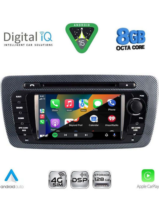 Digital IQ Car Audio System for Seat Ibiza 2008-2015 (Bluetooth/USB/WiFi/GPS/Apple CarPlay/Android Auto) with 7" Touch Screen