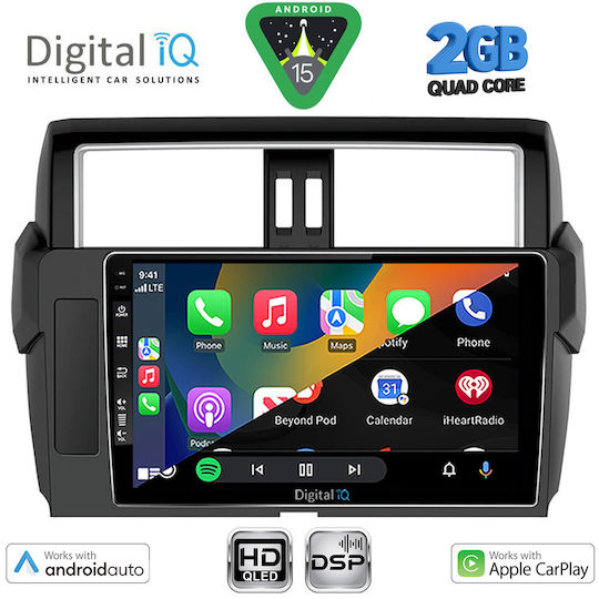 Digital IQ Car Audio System for Toyota Prado 2014-2017 (Bluetooth/USB/WiFi/GPS/Apple CarPlay/Android Auto) with 10" Touch Screen