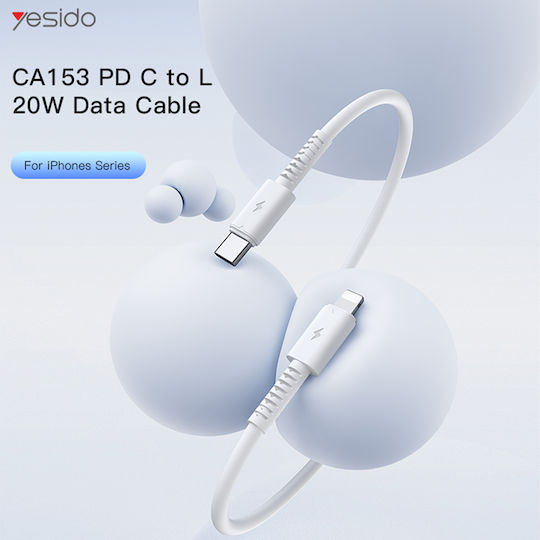 Yesido USB-C to Lightning Cable 20W Λευκό 1m